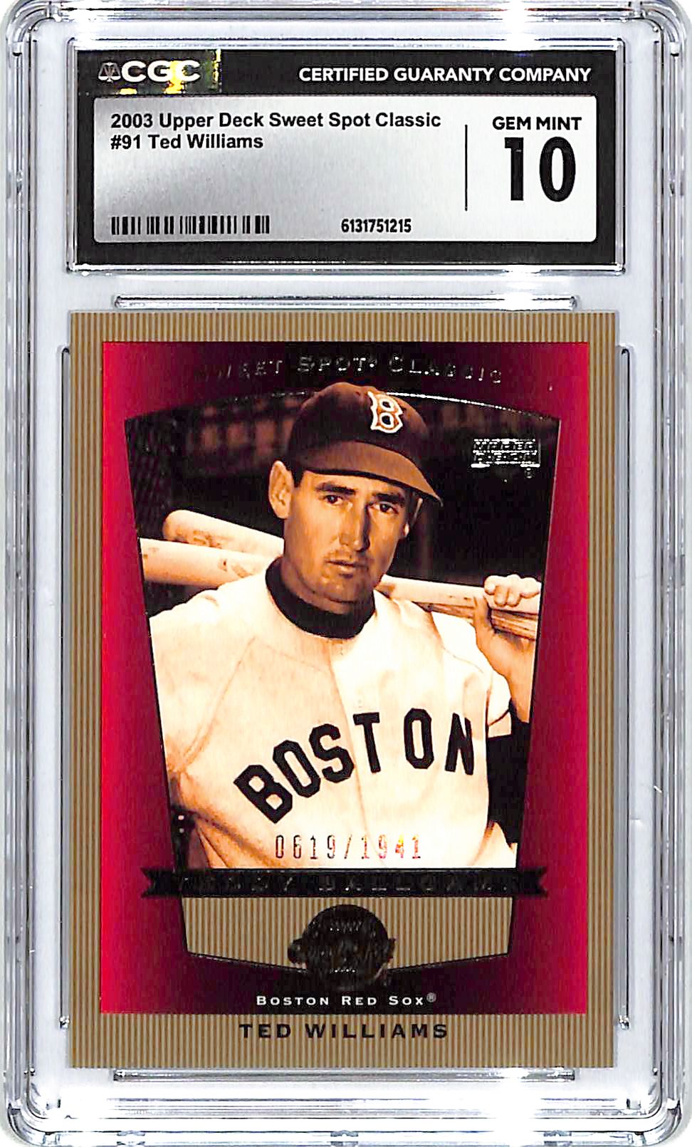 2003 Upper Deck Sweet Spot Classic Ted Williams #91 CGC 10 /1941 Red Sox