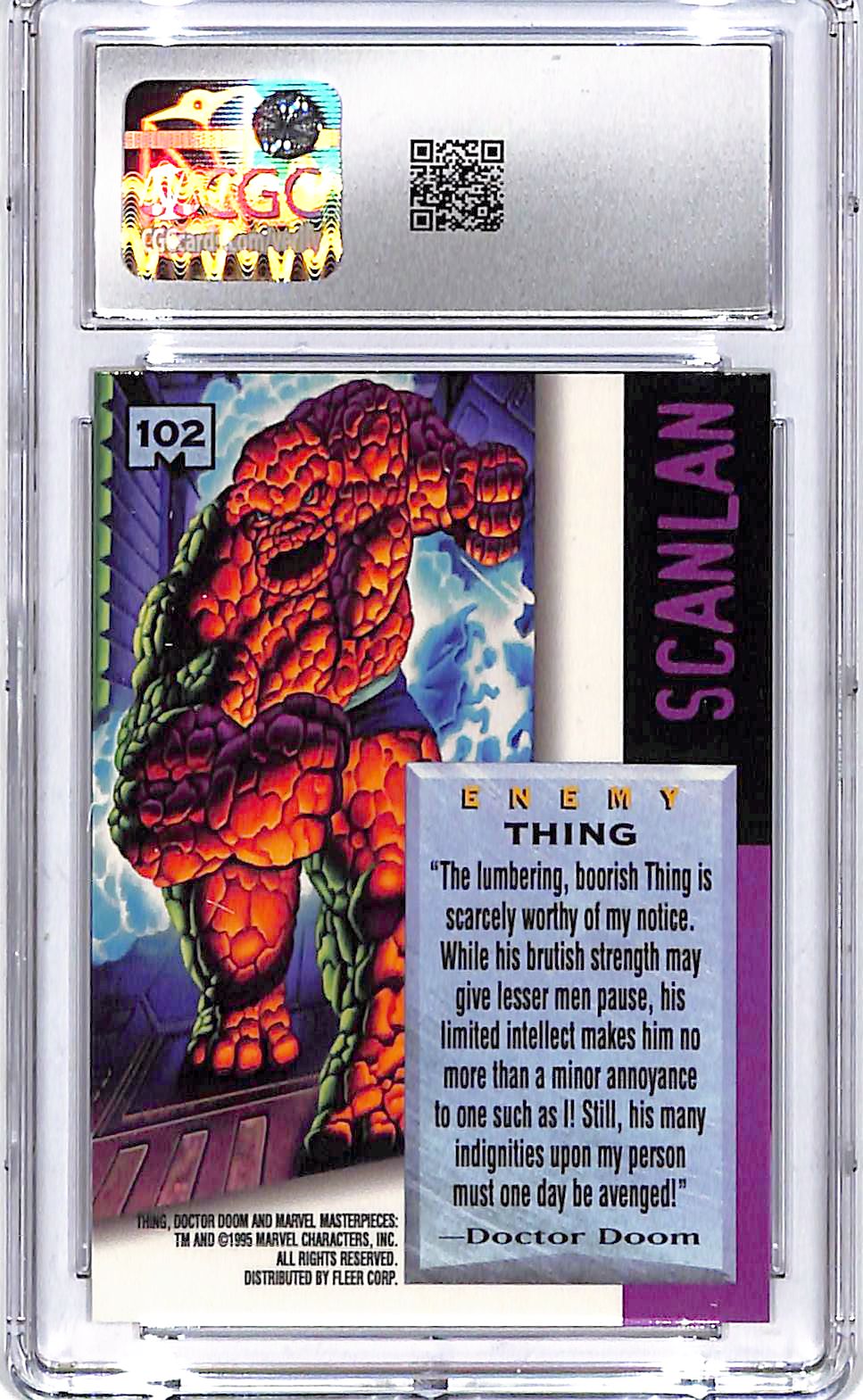 1995 Fleer Marvel Masterpieces Thing Emotion Signature Seres CGC 9.5