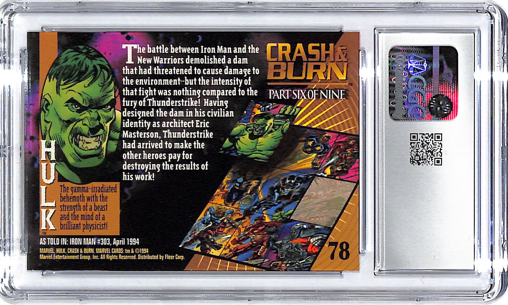 1994 Hulk Fleer Marvel Universe Series V #78 CGC Gem Mint 10