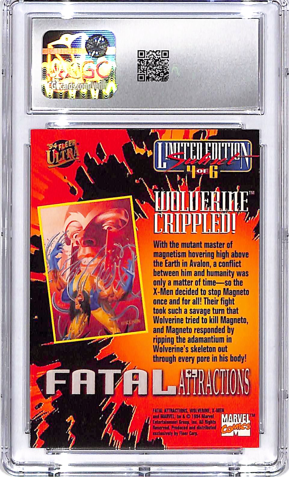 1994 Fleer Ultra X Men Wolverine Crippled Fatal Attractions #4 CGC 9.5
