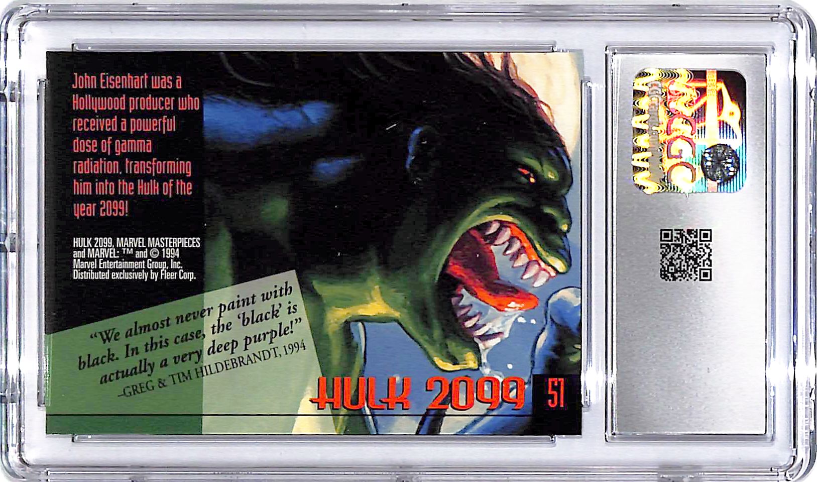 1994 Fleer Marvel Masterpieces Hulk 2099 #51 CGC 9.5