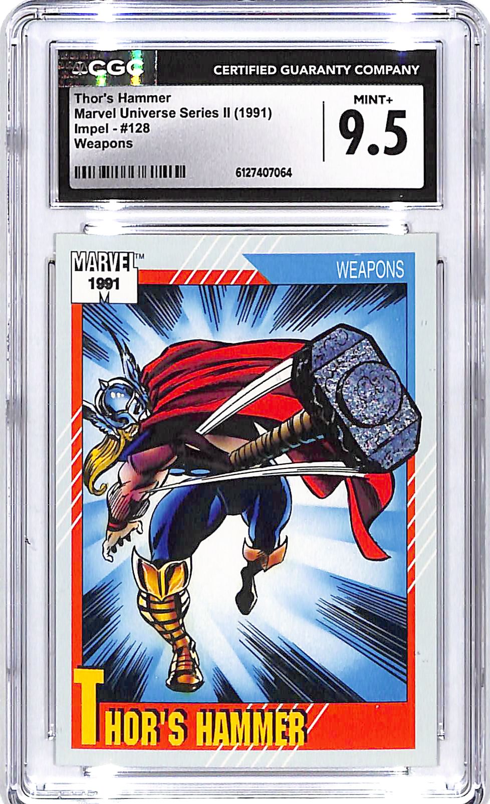 1991 Impel Marvel Universe Series Thor's Hammer Weapons #128 CGC 9.5