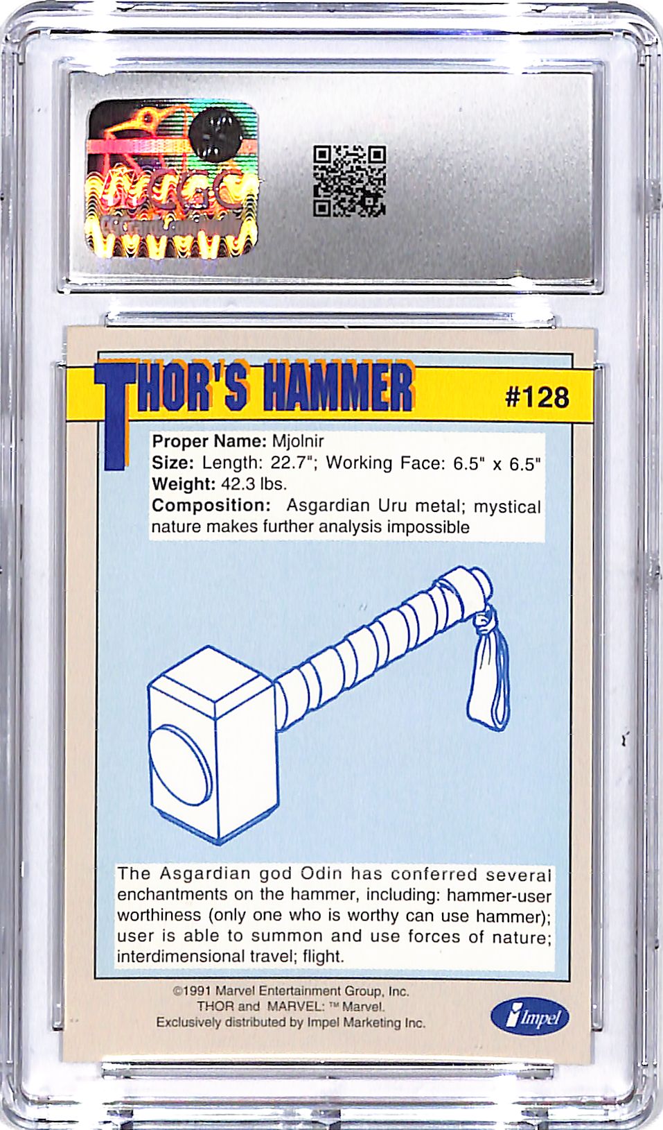 1991 Impel Marvel Universe Series Thor's Hammer Weapons #128 CGC 9.5
