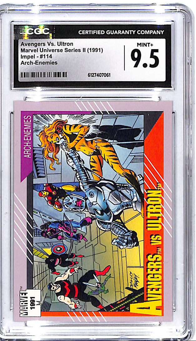 1991 Impel Marvel Universe Series Avengers vs Ultron Arch Enemies #114 CGC 9.5