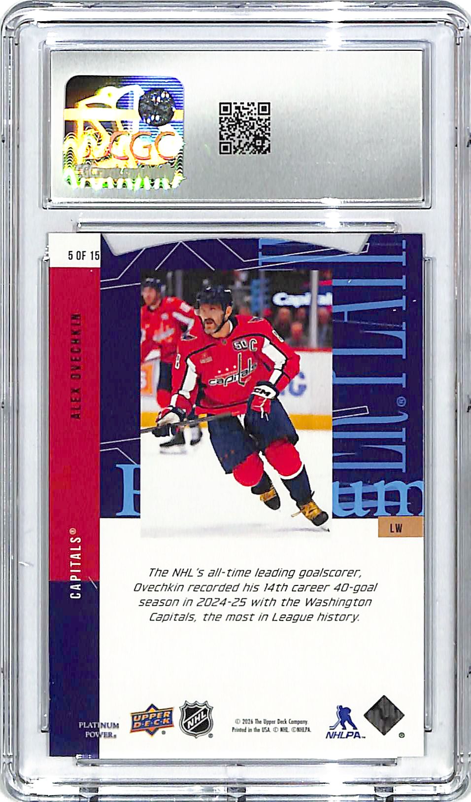 2026 Upper Deck CDD Conference Alex Ovechkin Platinum Power #5 CGC 10 Captials
