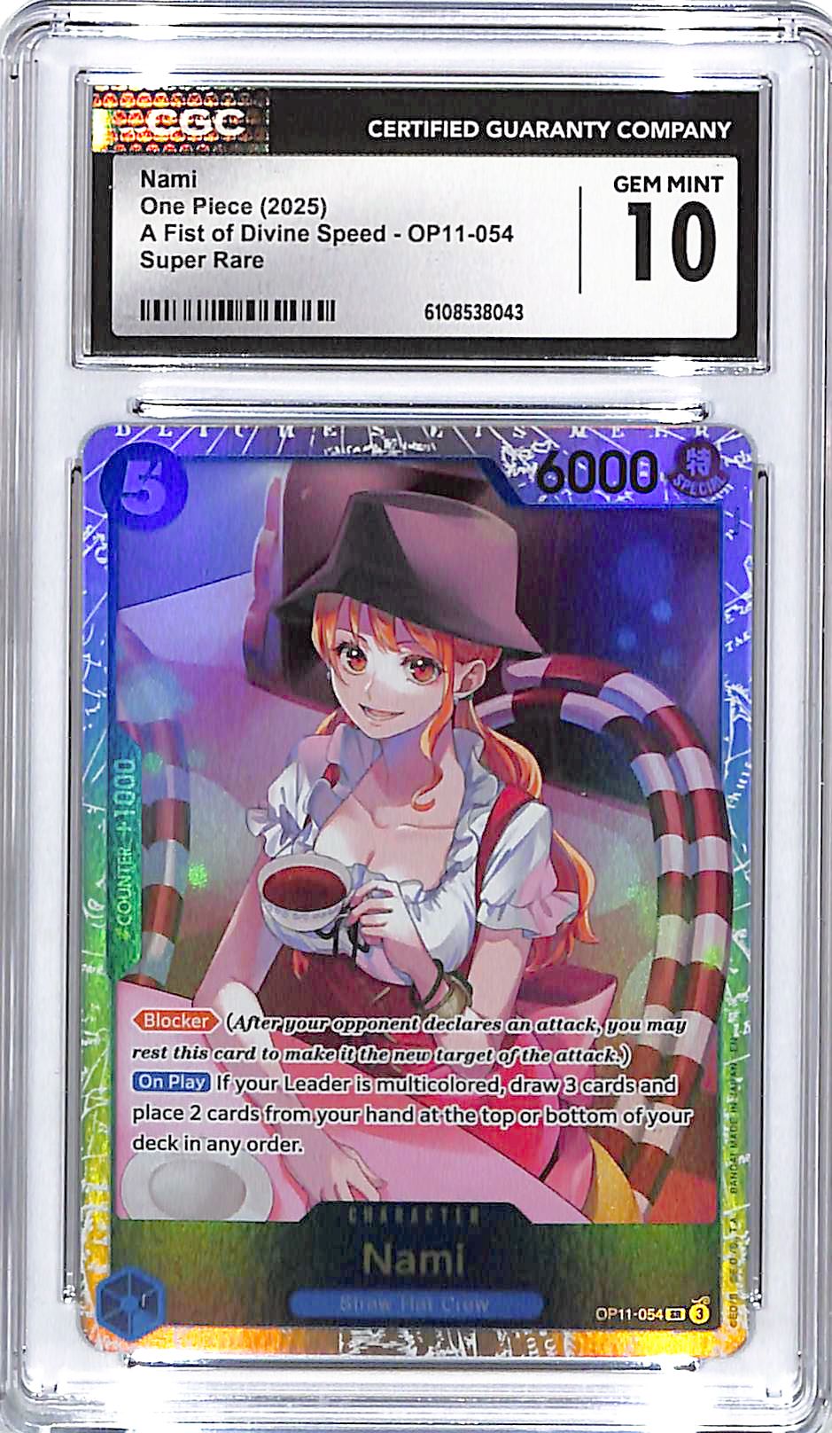 One Piece A Fist of Divine Speed OP11 Nami 054 Super Rare CGC 10