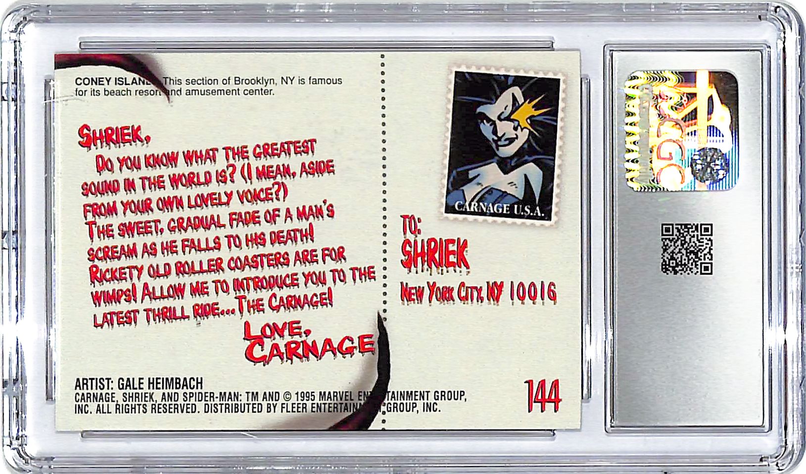 1995 Fleer Ultra Spider Man Coney Island Carnage #144 CGC 10