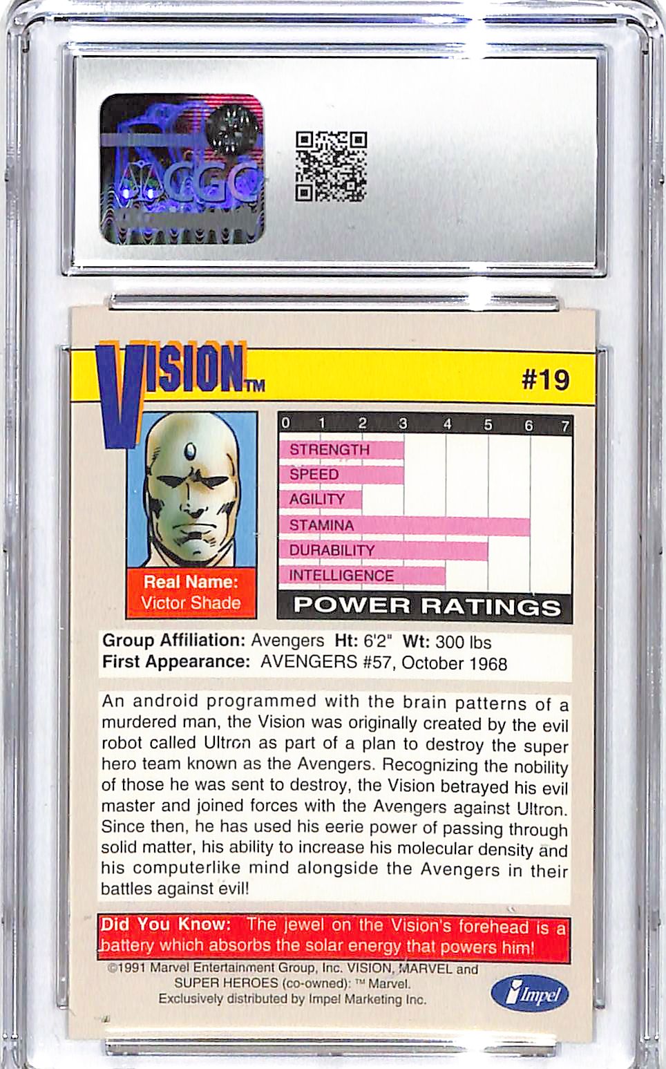 1991 Vision Marvel Universe Series II Impel #19 CGC Gem Mint 10