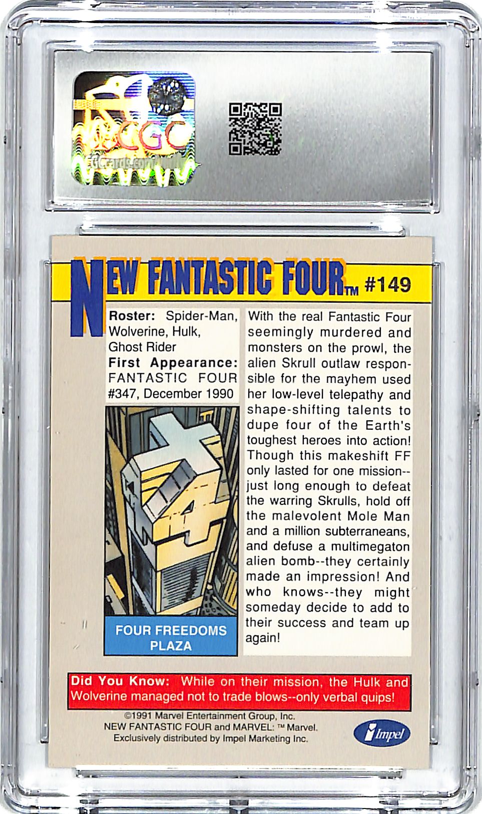 1991 Impel Marvel Universe Series New Fantastic Four Rookie #149 CGC 10