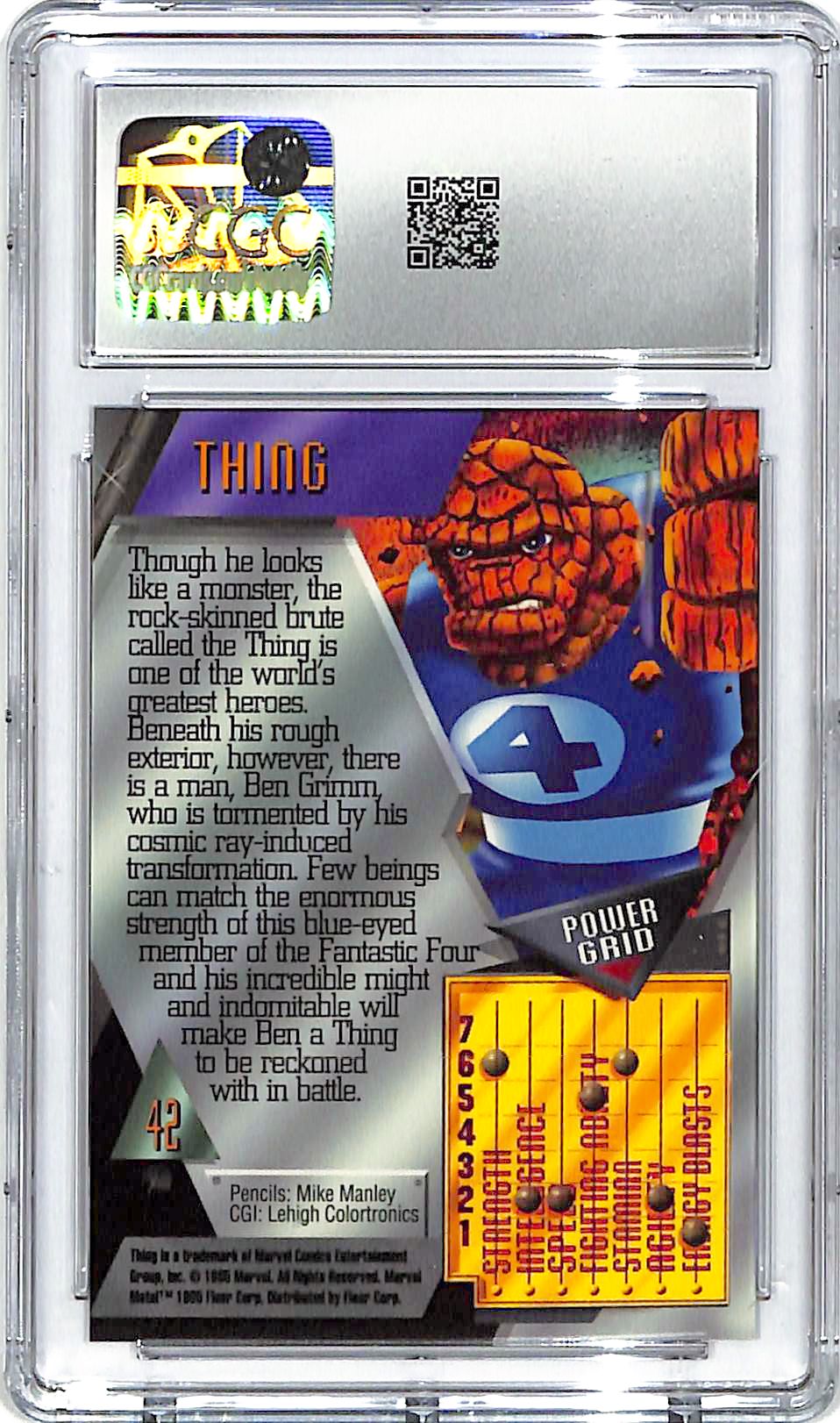 1995 Fleer Marvel Metal Universe Thing #42 CGC 10