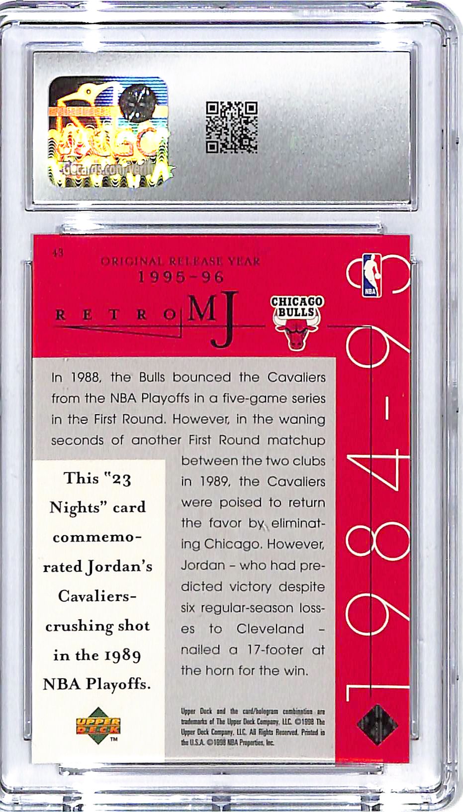 1998 Upper Deck MJ Career Collection Michael Jordan #43 CGC 10 Bulls