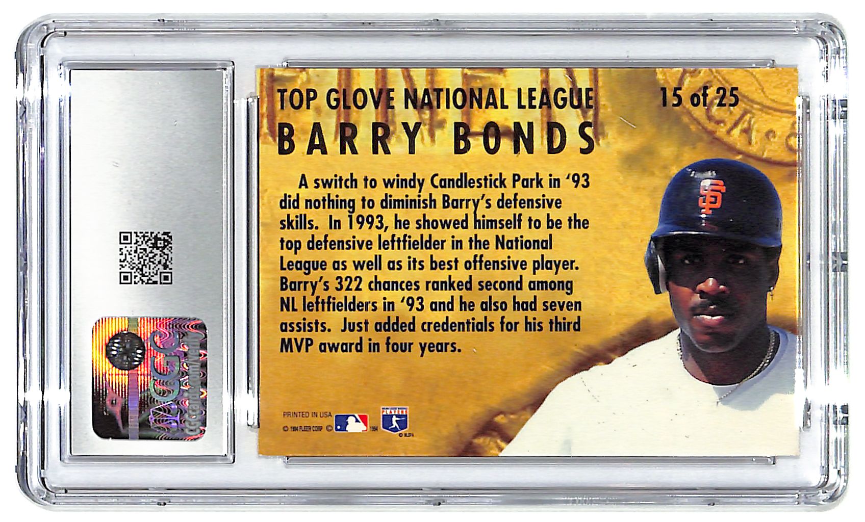1994 Barry Bonds Fleer Ultra Award Winners #15 CGC Mint 9