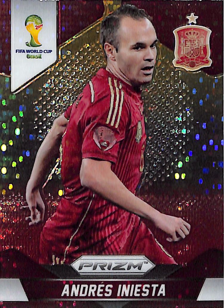 2014 Prizm World Cup Andres Iniesta Red Yellow Pulsar #177 Spain