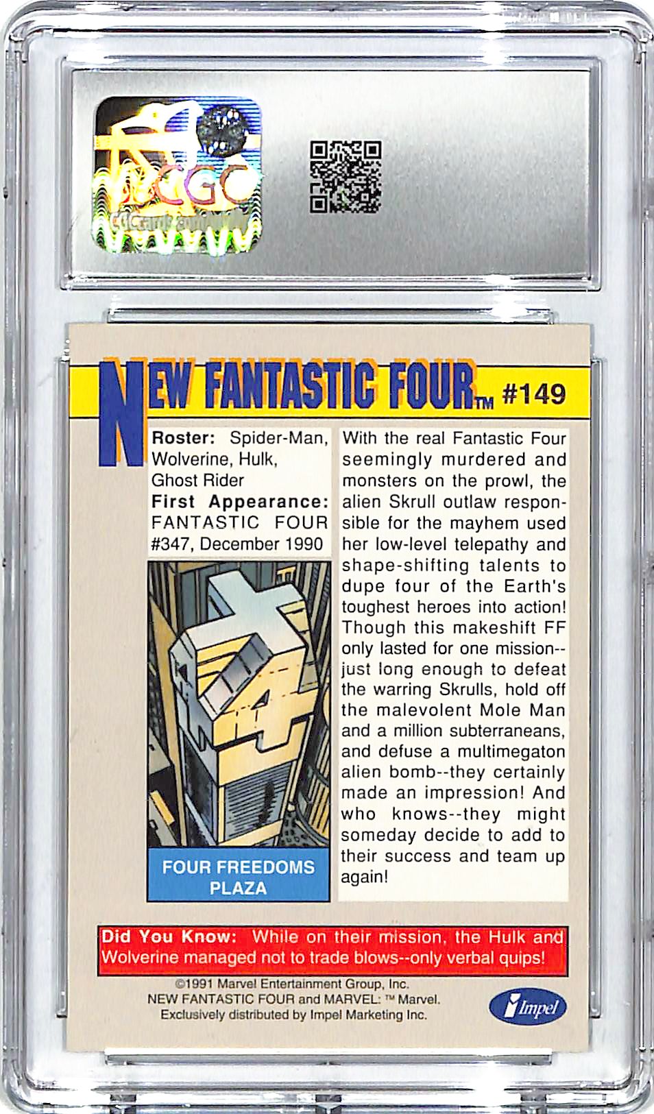 1991 Impel Marvel Universe Series New Fantastic Four Rookie #149 CGC 10