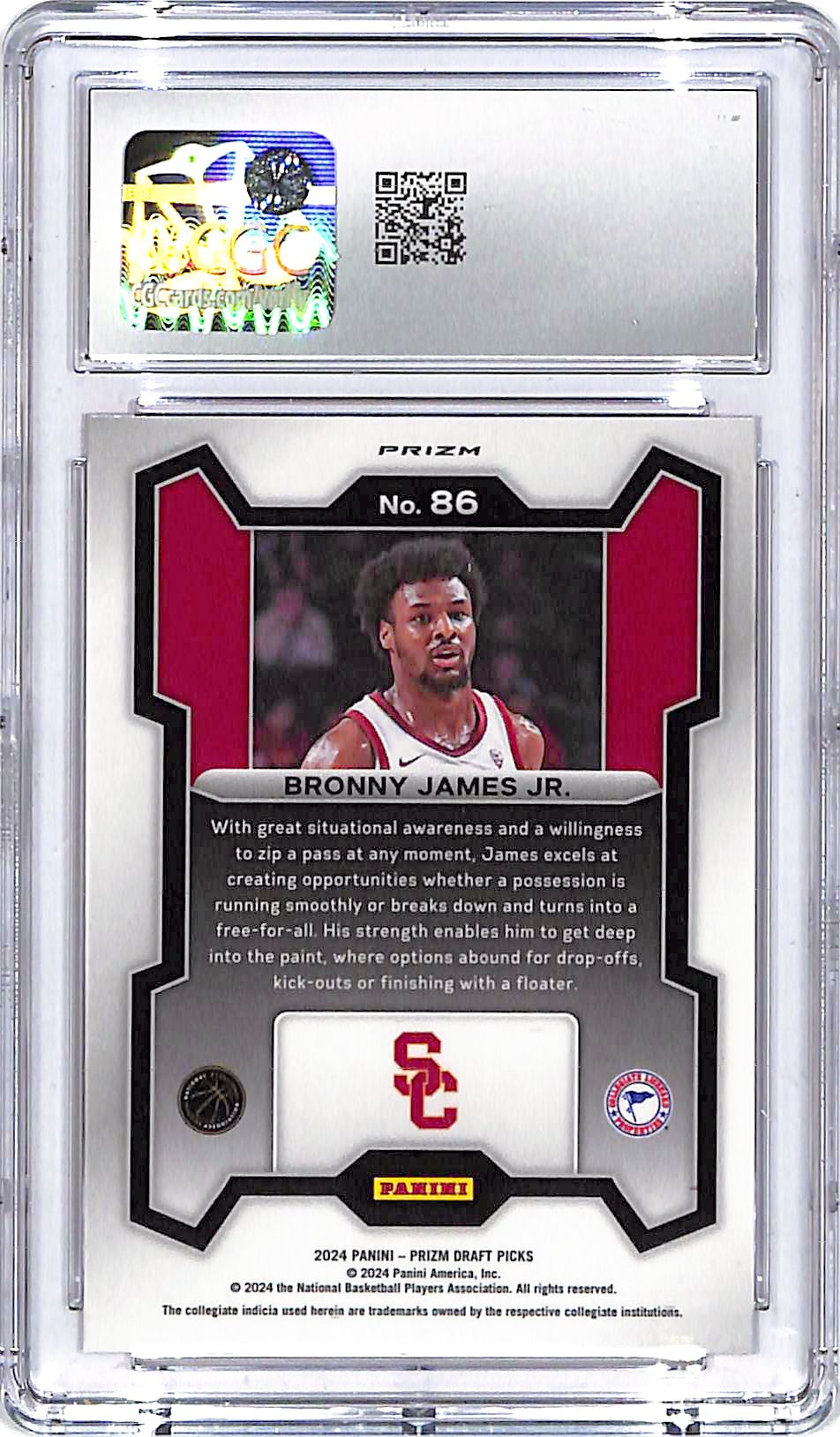 2024 Prizm Draft Picks Bronny James Jr Red Cracked Ice Rookie RC CGC 10 USC