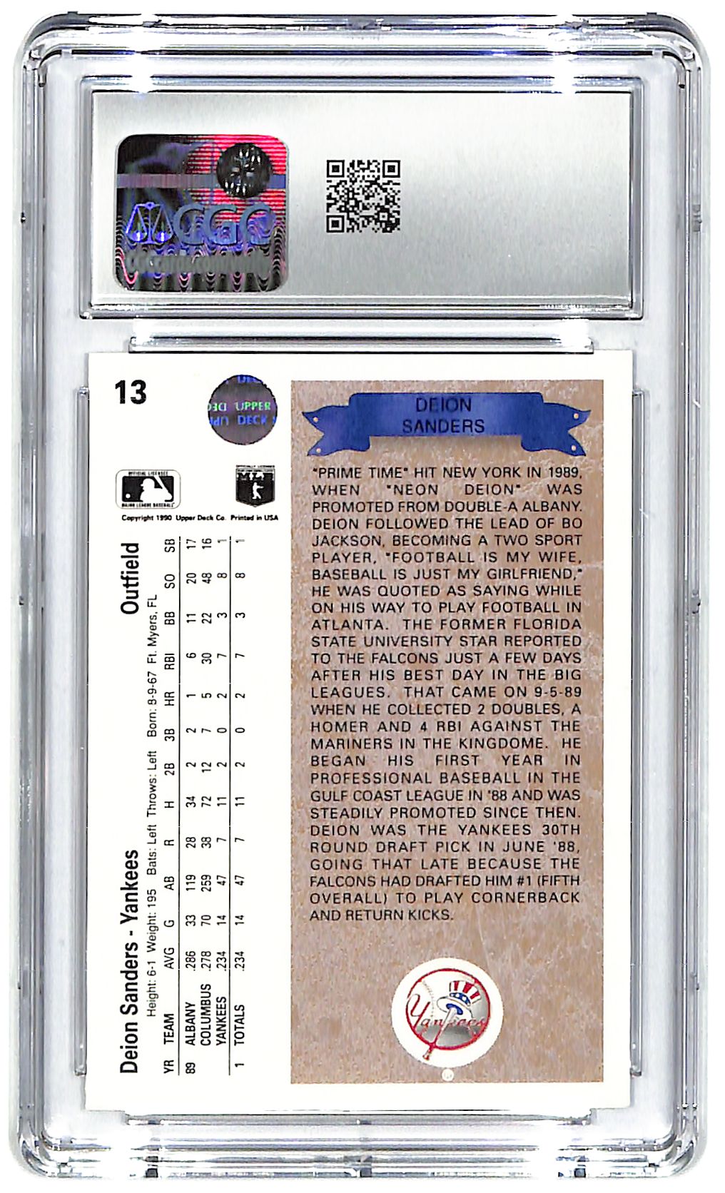 1990 Deion Sanders Upper Deck #13 CGC Mint 9