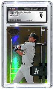 2003 Eric Chavez Leaf Certified Materials Mirror Gold #135 CGC Mint 9