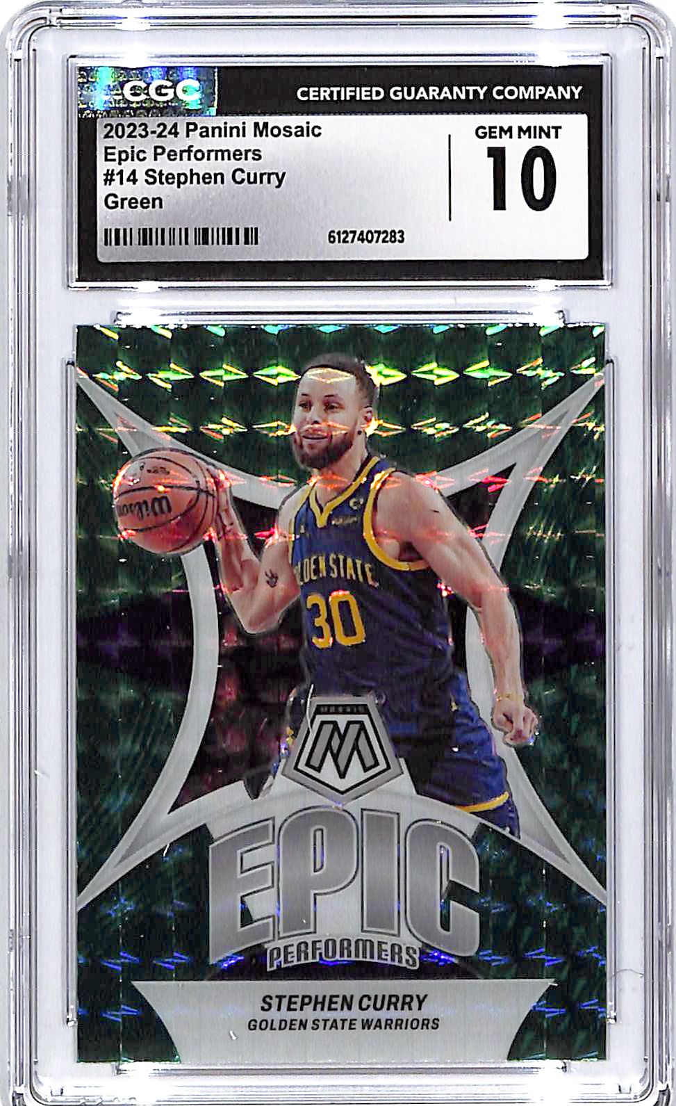 2023-24 Mosaic Stephen Curry Epic Performers Green #14 CGC 10 Warriors