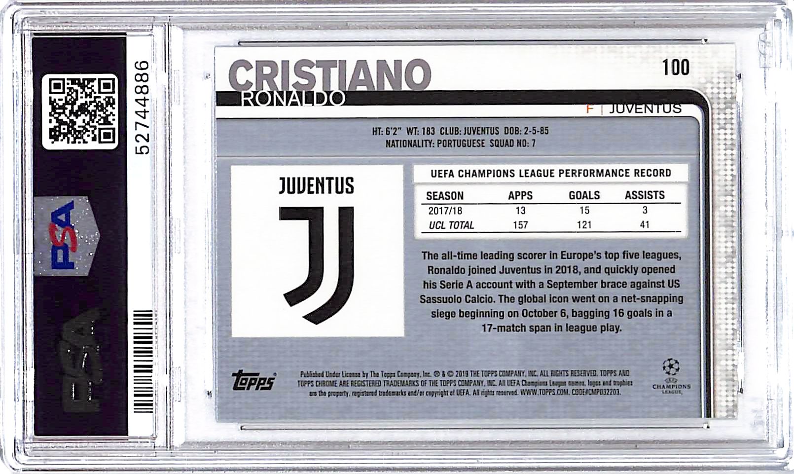 2018-19 Topps Chrome UEFA Cristiano Ronaldo #100 Juventus