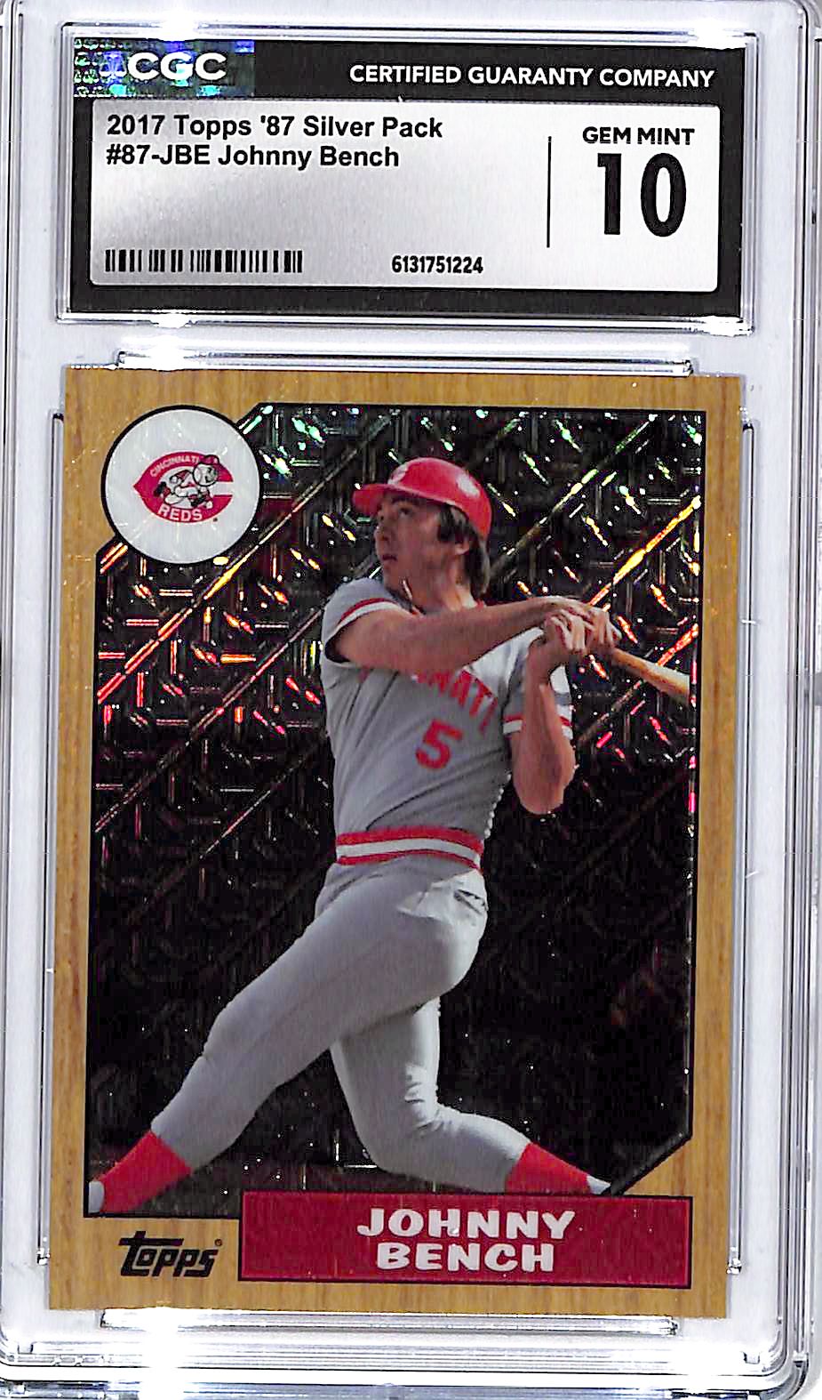 2017 Topps 87 Silver Pack Johnny Bench CGC 10 Reds