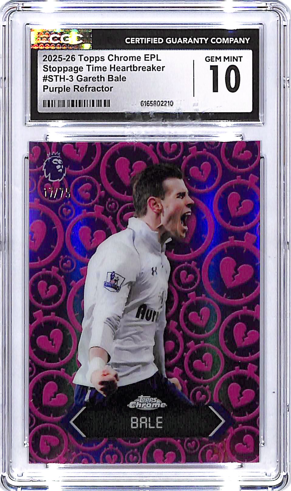 2025-26 Topps Chrome Gareth Bale Stoppage Time Heartbreaker Purple /75 CGC 10