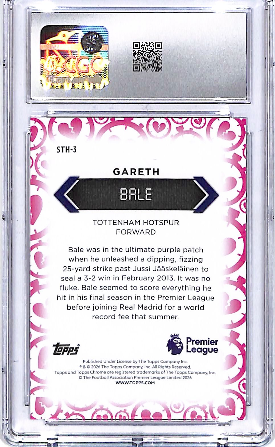2025-26 Topps Chrome Gareth Bale Stoppage Time Heartbreaker Purple /75 CGC 10