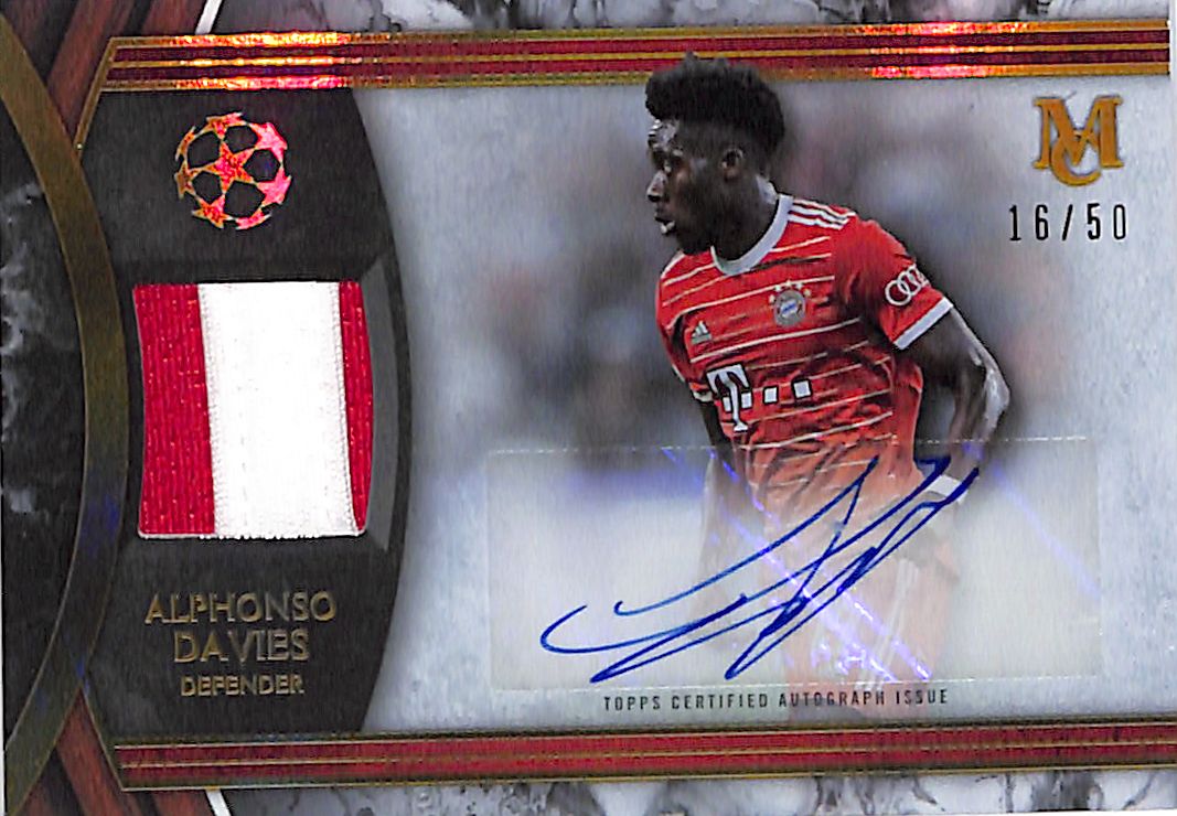 2022-23 Topps Museum Collection Alphonso Davies Auto Autograph Patch Jersey Gold /50