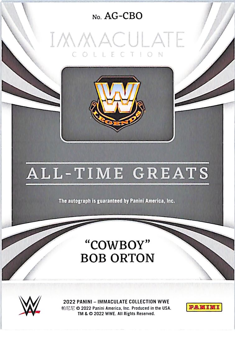 2022 Immaculate Collection WWE Cowboy Bob Orton Auto Autograph All Time Greats /60