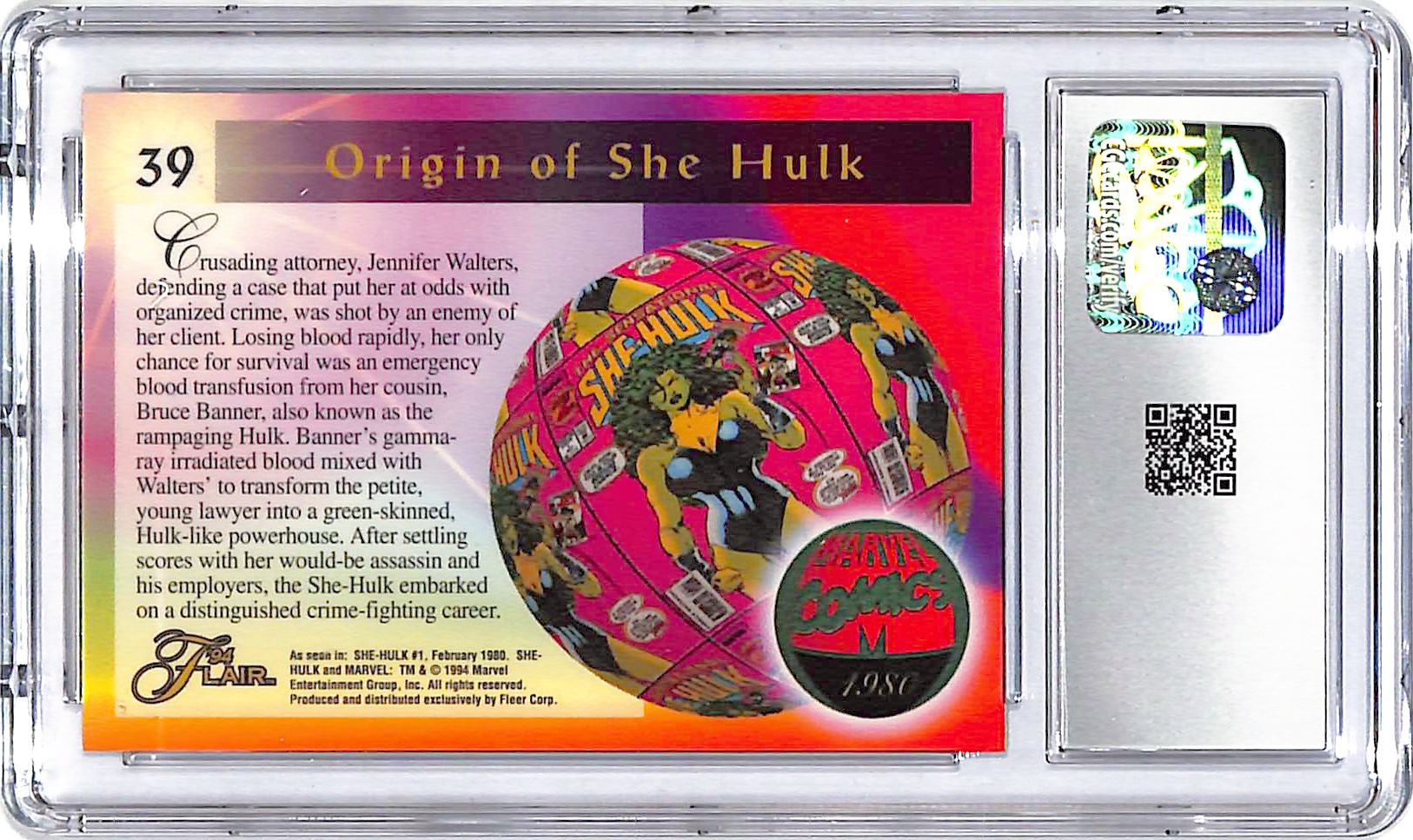 1994 Fleer Flair 94 Marvel Annual She Hulk #39 CGC 9.5