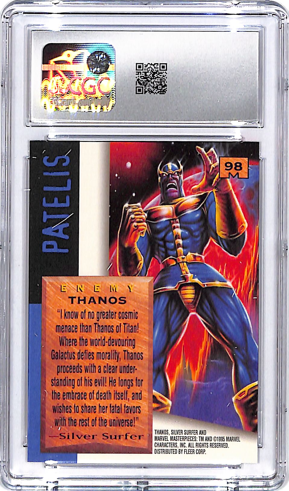 1995 Fleer Marvel Masterpieces Thanos #98 CGC 9.5