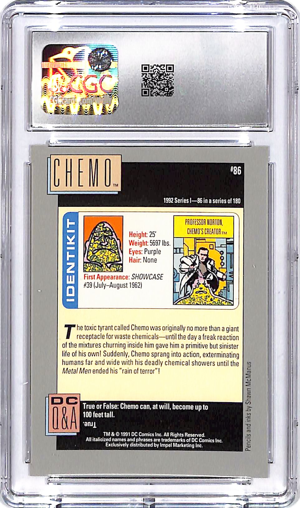 1992 Impel DC Cosmic Cards Professor Norton Chemo's Creator #86 CGC 9.5