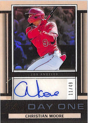 2025 Panini Three and Two Christian Moore Auto Autograph Rookie RC Day One /49 Angels