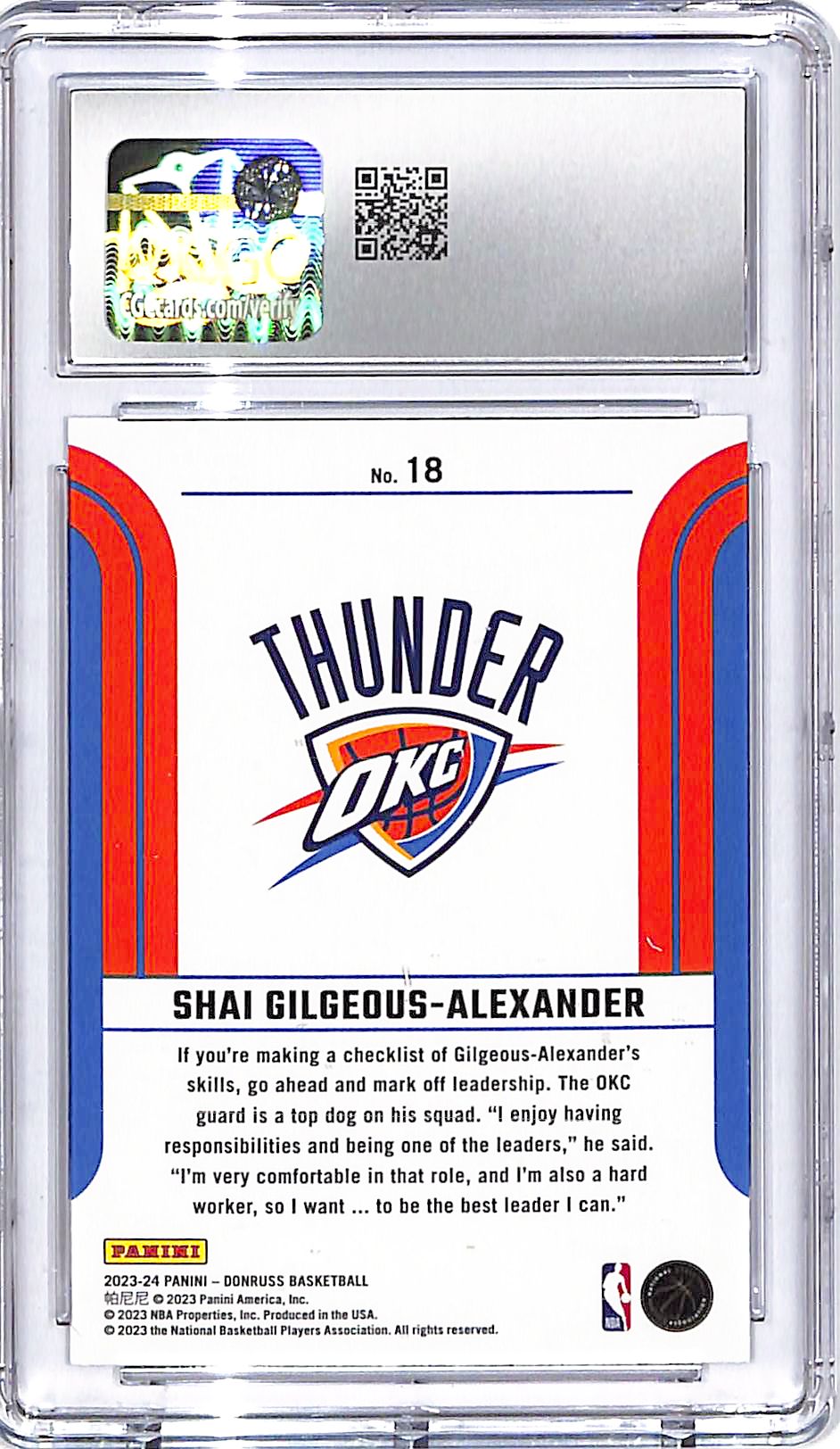 2023-24 Donruss Shai Gilgeous-Alexander Franchise Features #18 CCG 10 Thunder