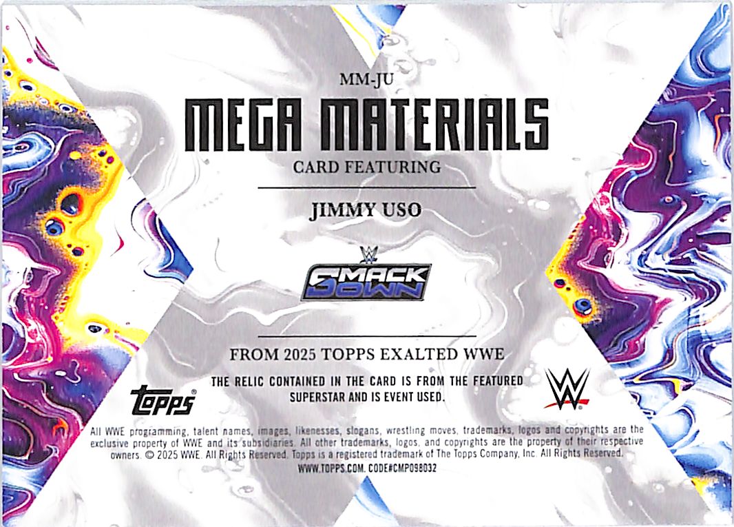 2025 Topps Axalted Jimmy Uso Mega Materials Patch Relic