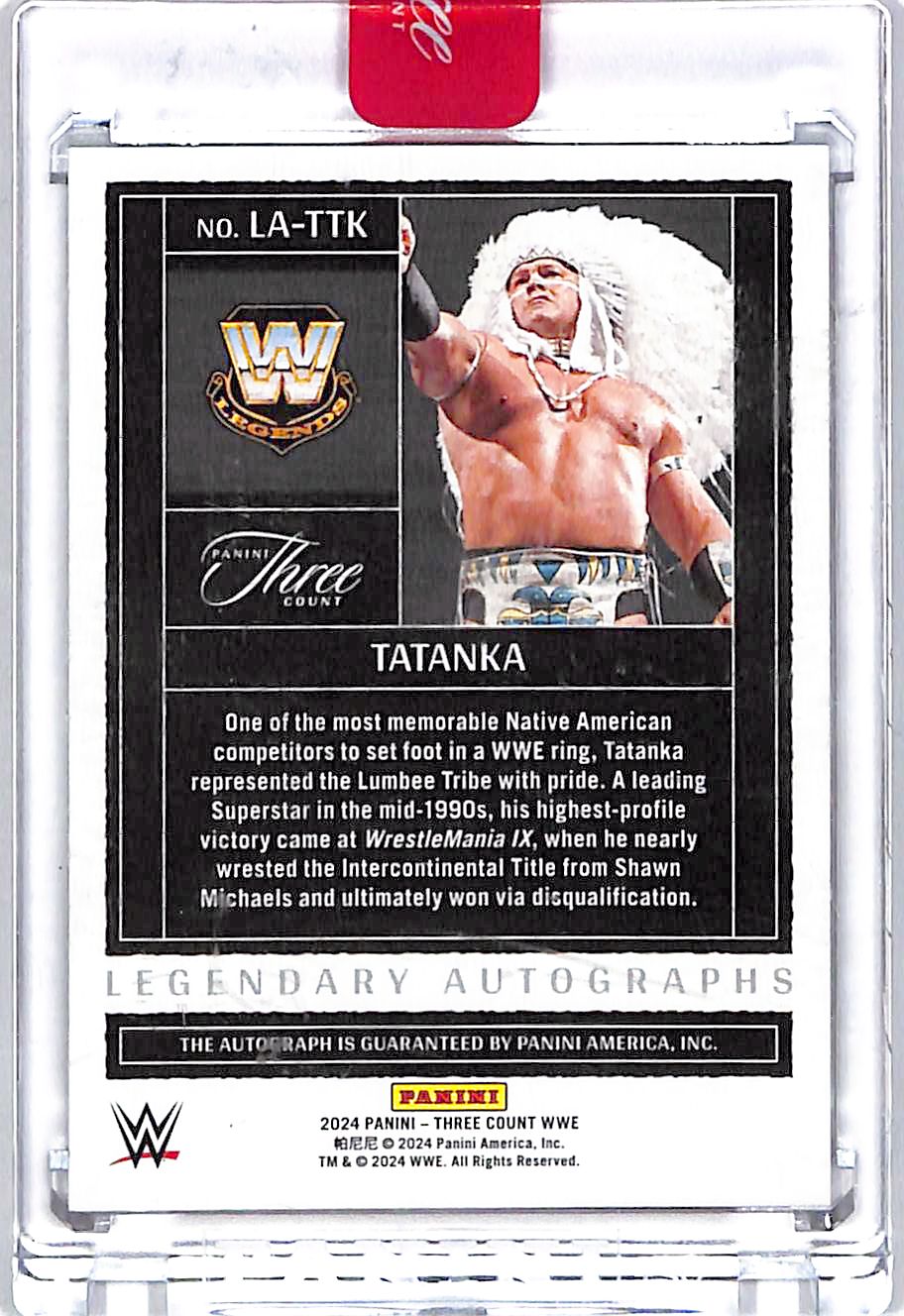 2024 Three Count WWE Tatanka Auto Autograph Legendary Red /15