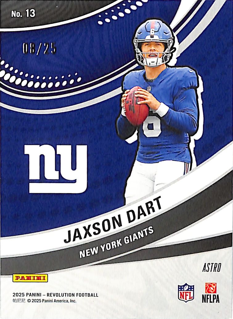 2025 Revolution Jaxson Dart Futures Rookie RC Green Astro /25 Giants