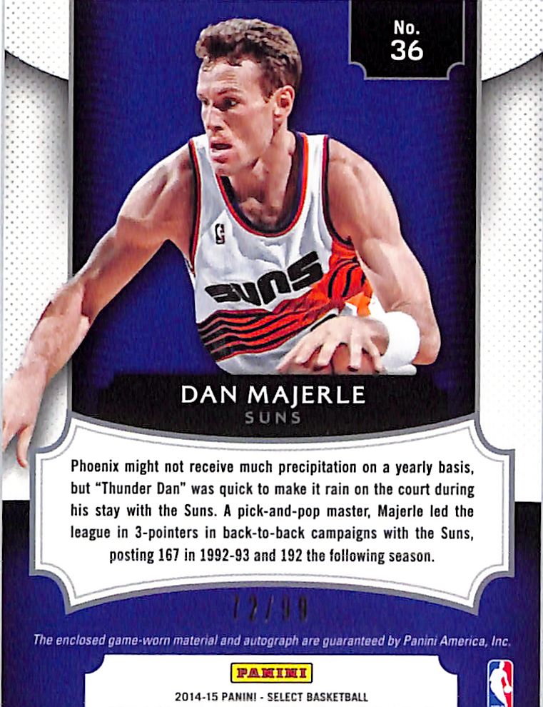 2014-15 Select Dan Majerle Auto Autograph Patch Jersey /99 Suns