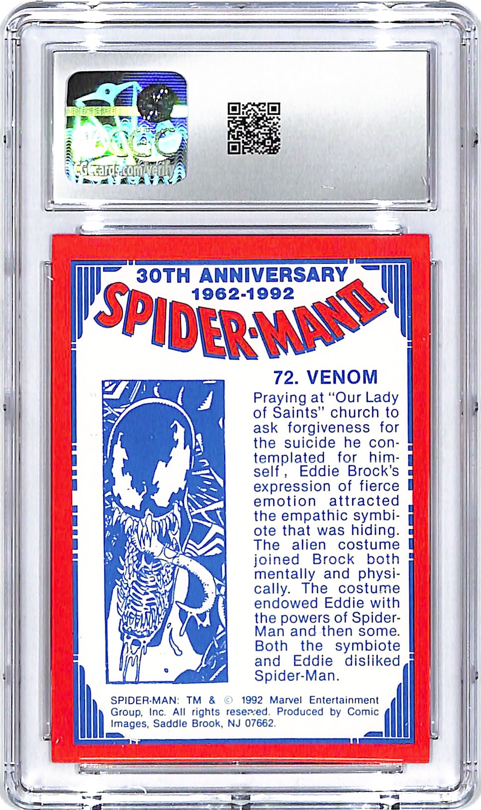 1992 Comic Images Spider-Man 2 39th Anniversary Venom #72 CGC 9.5