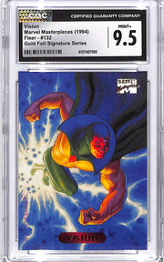 1994 Fleer Marvel Masterpieces Vision Gold Foil Signature Series #132 CGC 9.5