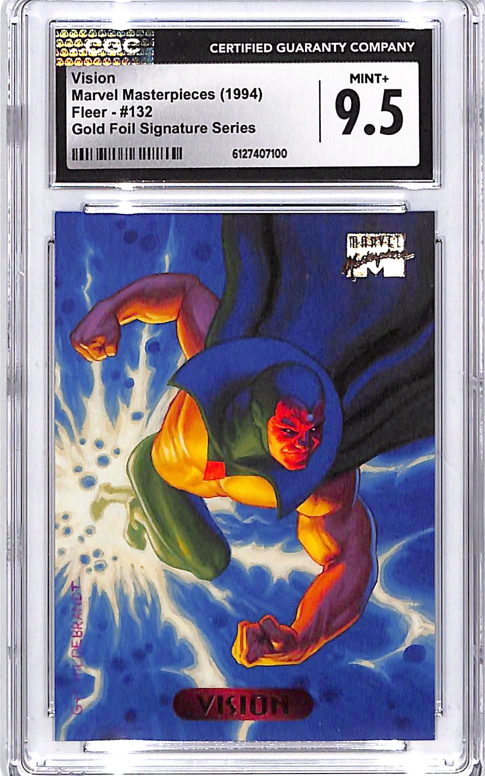 1994 Fleer Marvel Masterpieces Vision Gold Foil Signature Series #132 CGC 9.5