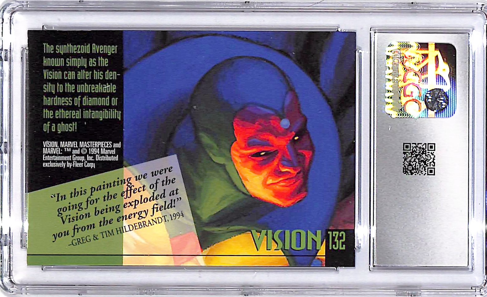 1994 Fleer Marvel Masterpieces Vision Gold Foil Signature Series #132 CGC 9.5