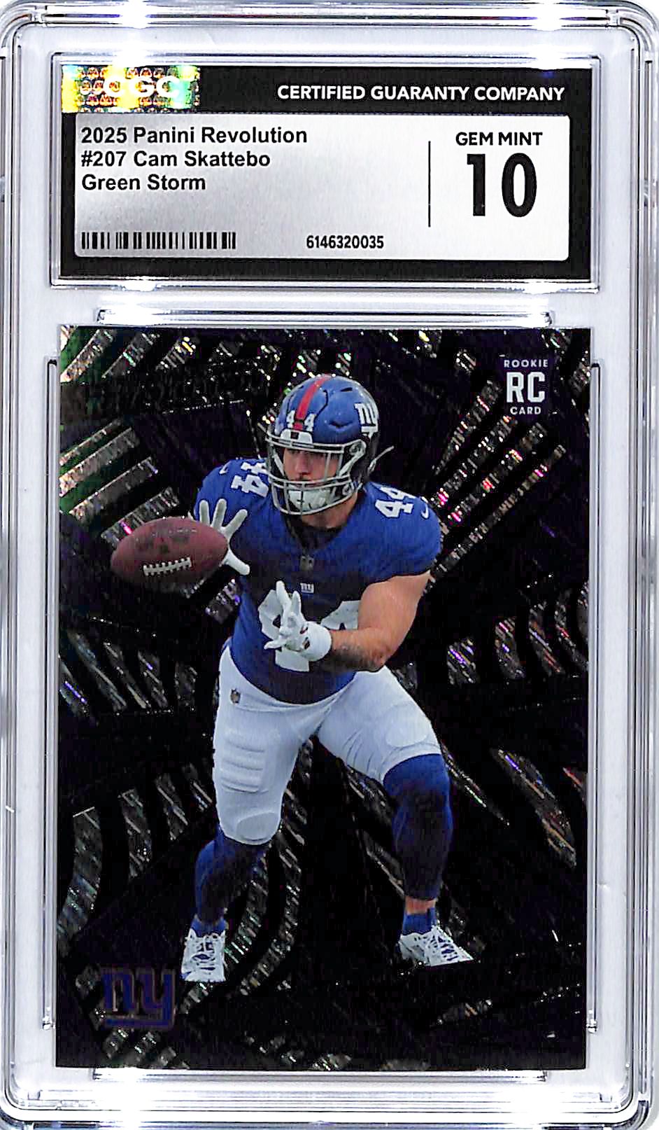 2025 Revolution Cam Skattebo Green Storm Rookie RC /699 CGC 10 Giants