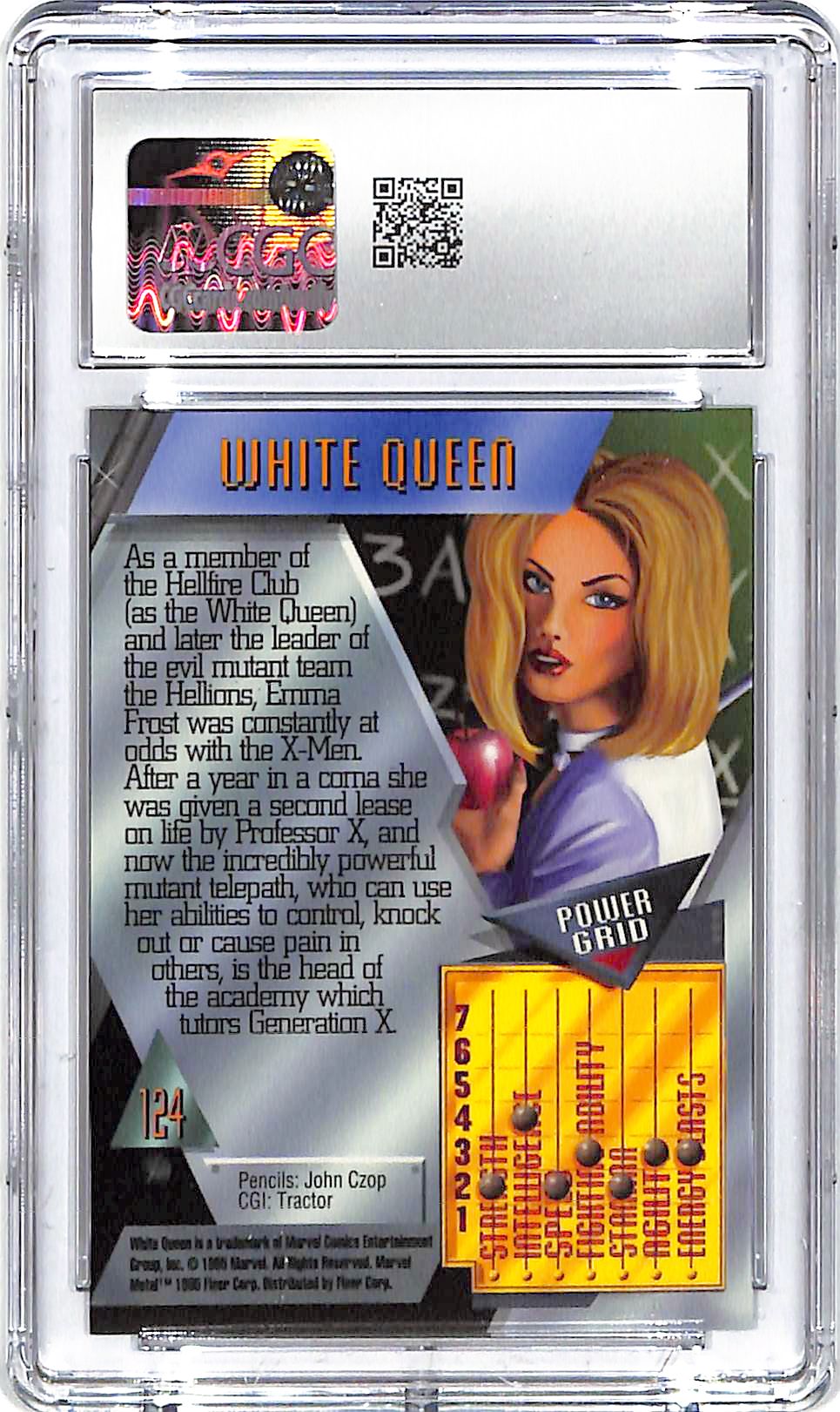 1995 White Queen Fleer Marvel Metal Inaugural Edition #124 CGC Gem Mint 10