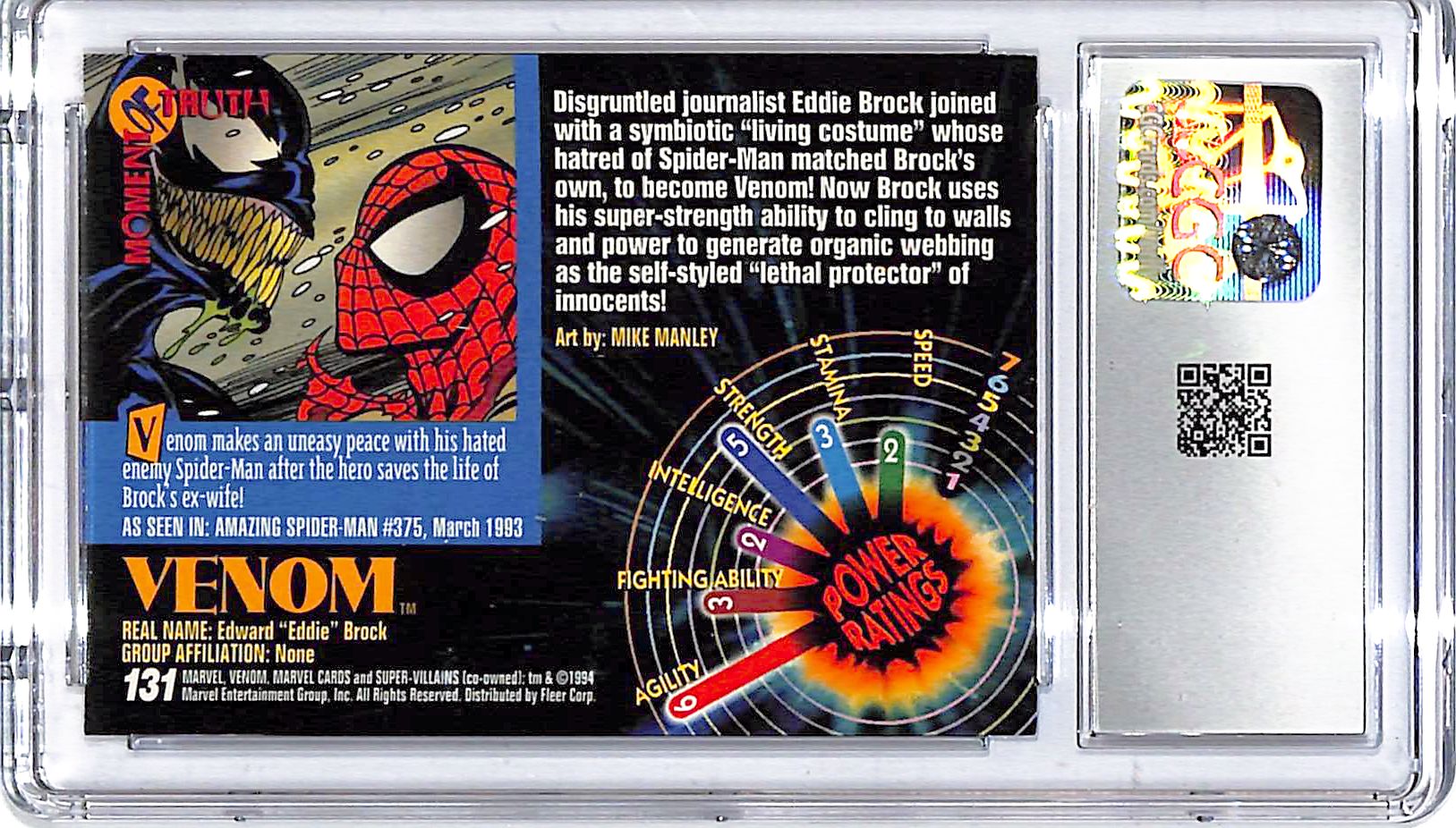 1994 Fleer Marvel Universe Series Venom #131 CGC 9.5