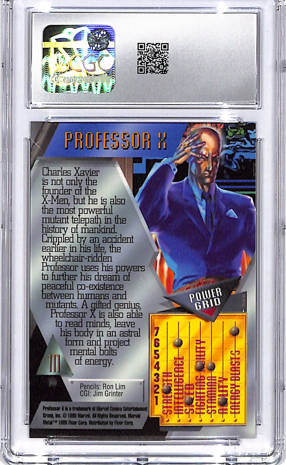 1995 Fleer Metal Marvel Professor X #111 CGC 10