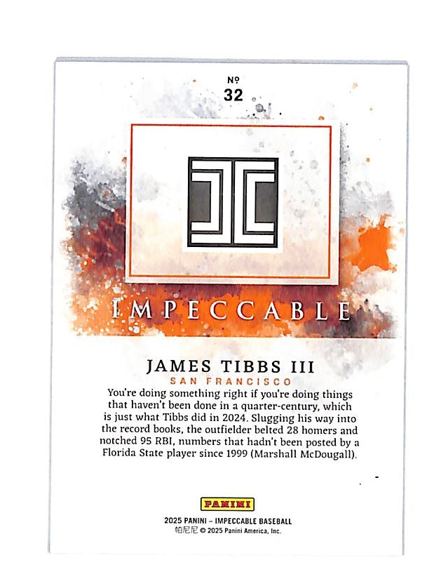2026 Impeccable James Tibbs Rookie RC /60 Giants