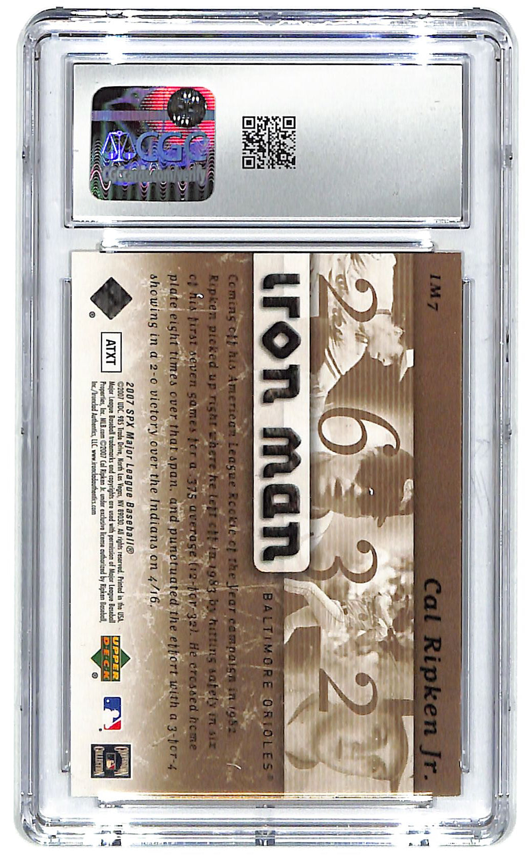 2007 Cal Ripken Upper Deck SPx Iron Man #IM7 #449/699 CGC Mint 9