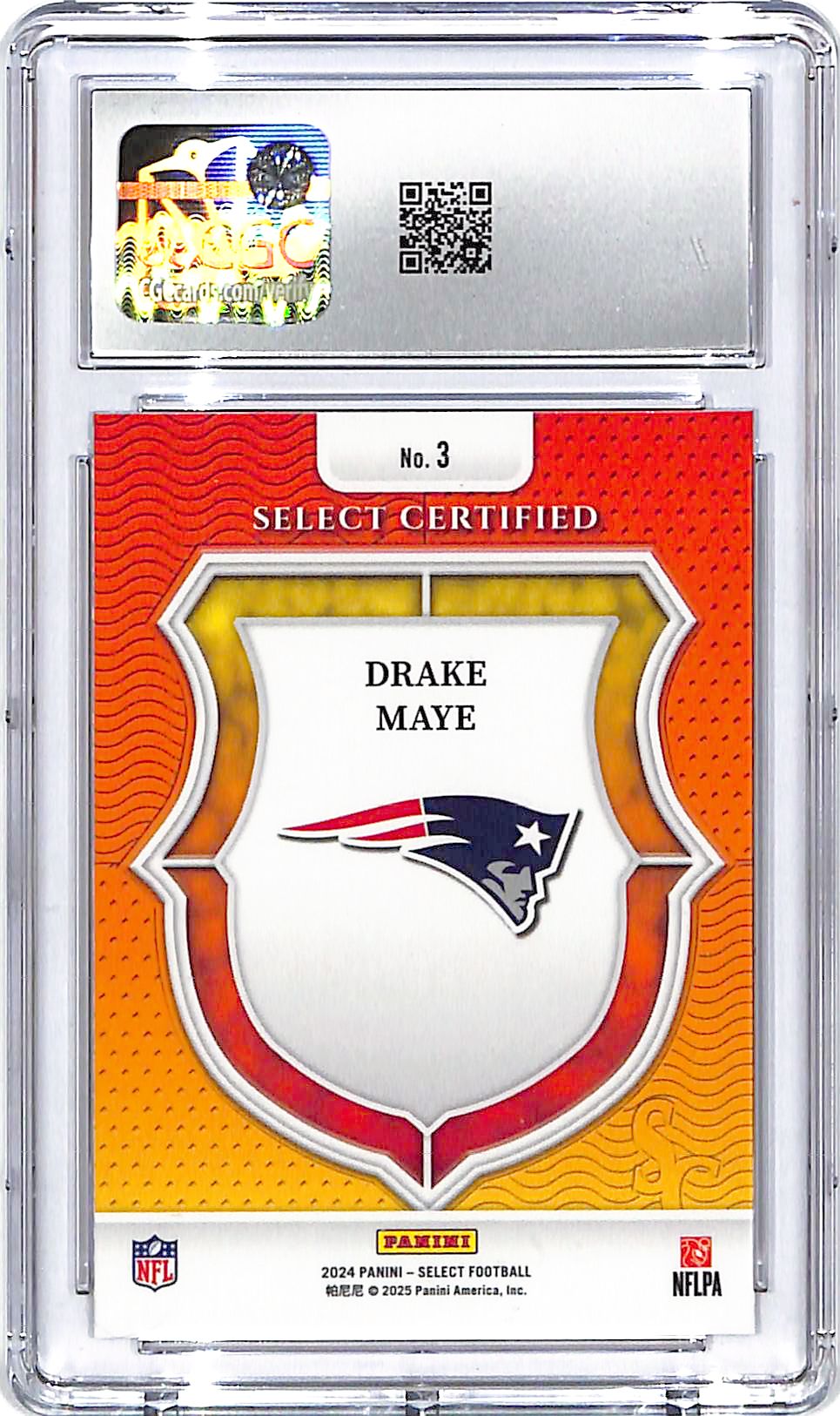 2024 Select Drake Maye Certified Rookie #3 RC CGC 10 Patriots