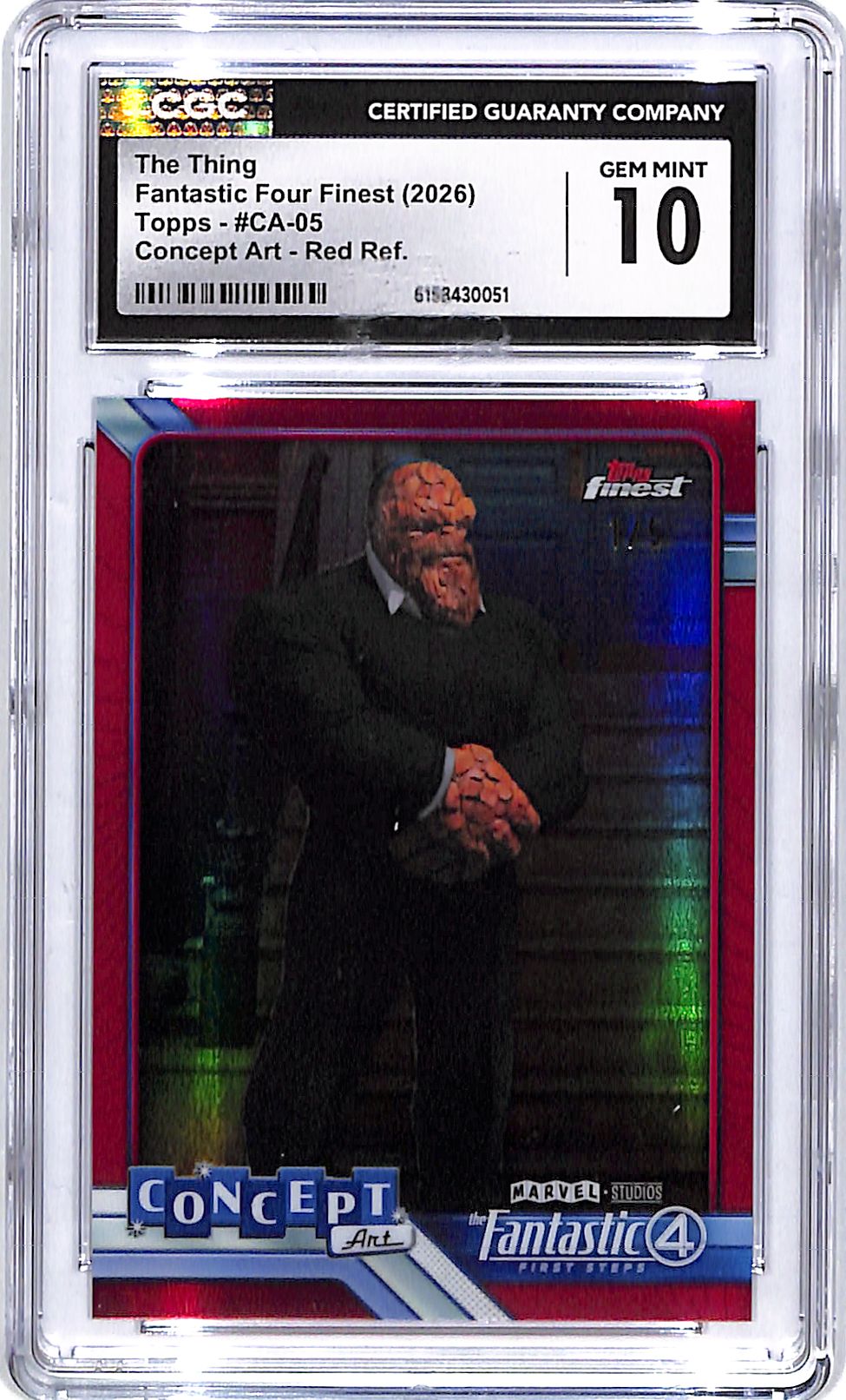2026 Topps Finest Fantastic Four The Thing Concept Art Red Refractor /5 CGC 10
