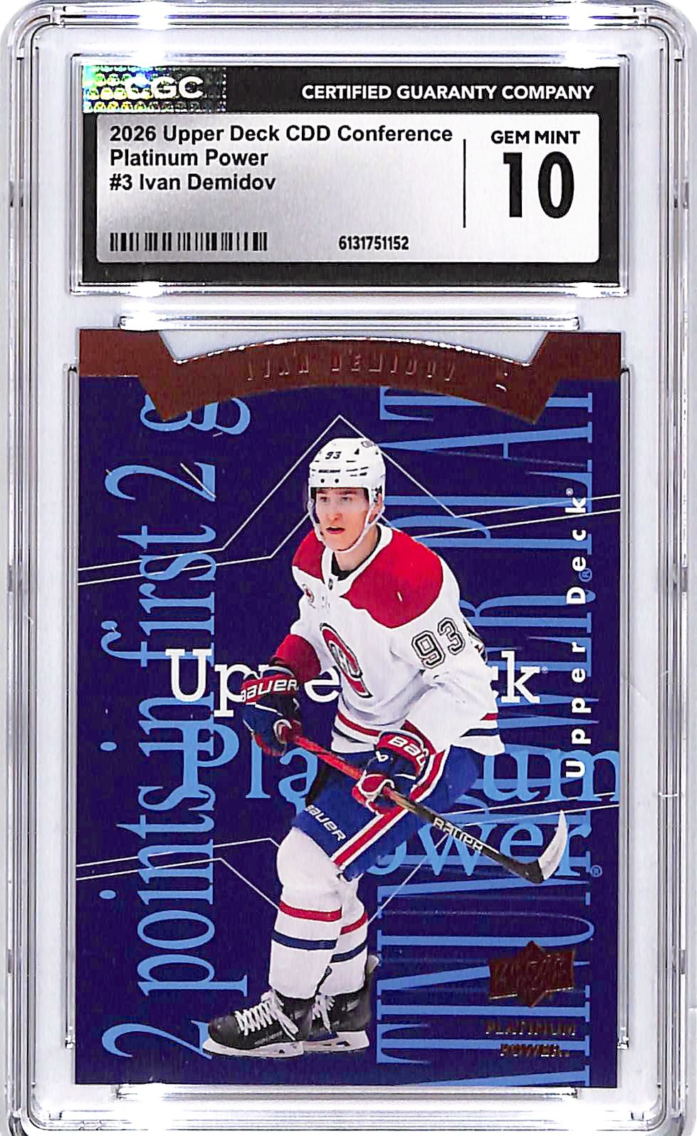 2026 Upper Deck CDD Conference Ivan Demidov Platinum Power Rookie RC CGC 10